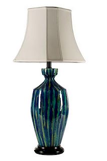 Contemporary Blue & Green Glazed Table Lamp