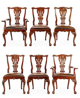 Set of 6 Theodore Alexander Mahogany Dining Chairs