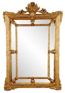 Aesthetic Style Carved Giltwood Cushion Mirror