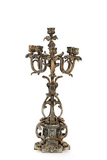 French Neoclassical Gilt Bronze 6 Light Candelabra