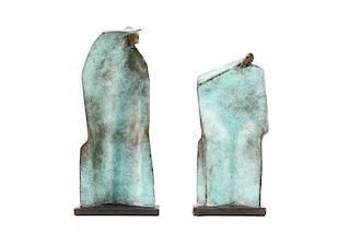 Pair, Modern Bronze Figural Sculptures, Carol Gold
