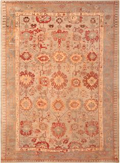 Antique Turkish Oushak Rug 14 ft 10 in x 10 ft 6 in (4.52 m x 3.2 m)
