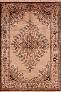 Vintage Persian Silk Qum Rug 5 ft 5 in x 3 ft 8 in (1.65 m x 1.11 m)