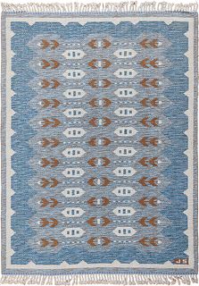 Double Sided Vintage Scandinavian Flat Weave Signed JS 6 ft x 4ft 6 in (1.82m x 1.37m)