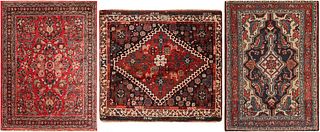 Set Of 3 Antique Persian Rugs (Sarouk, Ghashgaie, Malayer) 2 ft 6 in x 2 ft  (0.76m x 0.60m)+2 ft 4 in x 2 ft 1 in (0.71m x 