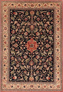 Vintage Persian Silk & Wool Isfahan Rug 10 ft 8 in x 7 ft 4 in (3.25 m x 2.23 m)