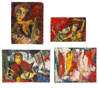 Four Abstract Expressionist Paintings, Signed
