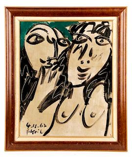 Peter Robert Keil, "The Couple", Oil, 1967