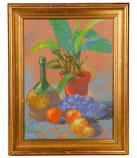American, "Still Life With Potted Plant", Signed