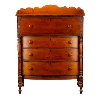 American Bowfront Tiger Maple Dresser