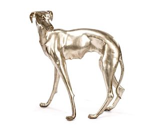 Silver & Vertued and Brushed Metal Greyhound Sculpture