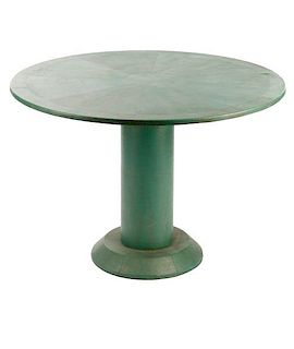 Karl Springer Style Leather Covered Pedestal Table