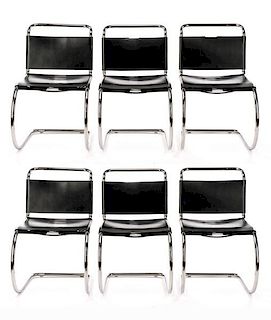 Set of 6 Mies van der Rohe for Knoll "MR" Chairs