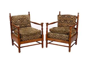 Pair of L. & J.G. Stickley Cherry Valley Armchairs