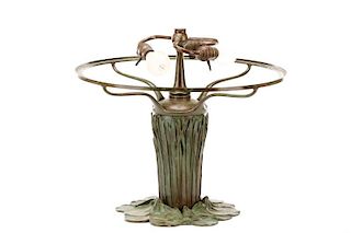 Tiffany Style Bronze Cattail Pond Lily Lamp Base