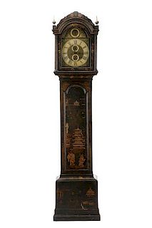 Queen Anne Chinoiserie Decorated Tall Case Clock