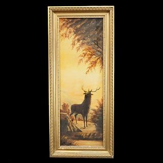 Antique O/C Landscape with Stag