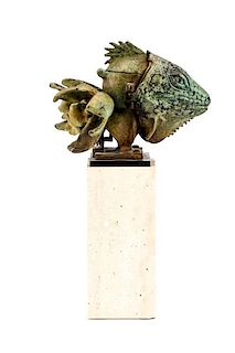 Theodore Gall Metamorphic Bronze Sculpture, Iguana