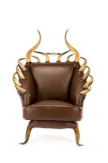 Western Longhorn Upholstered Club Chair