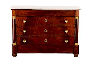 American Empire Style Mahogany 3 Drawer Dresser