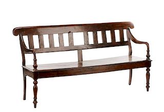 Stained and Carved Deacon's Bench, 18th C