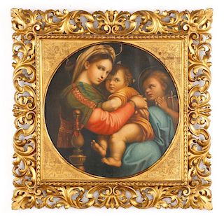 After Raphael "Madonna Della Sedia", Oil On Canvas