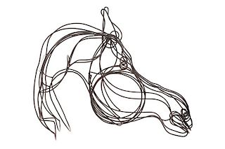 Large Enameled Wire Horse Head Sculpture