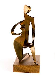 Style of Archipenko, "Kneeling Woman", Bronze
