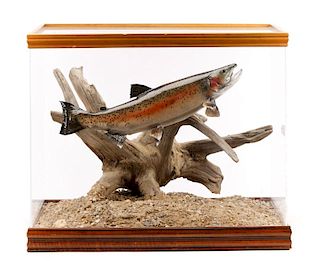 Carved and Polychromed Wood Rainbow Trout, Signed