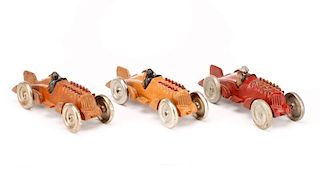 Collection Of Three Hubley Cast Iron Race Cars