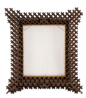 Tramp Art, Layered Notch Carved Wooden Frame