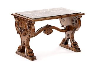 Renaissance Revival Style Carved Oak Accent Table
