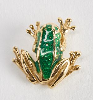 Enameled Frog Gold Pendant