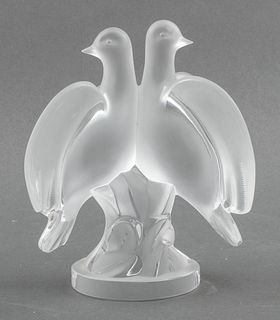 Lalique Crystal Ariane Doves Sculptures