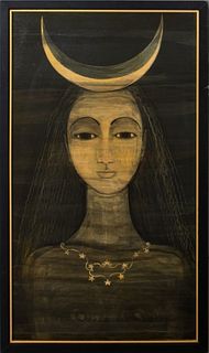 Carlos Perteagudo "Sister Moon" Oil on Board