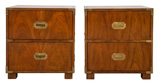 Baker Furniture Brass Bound Mahogany End Tables, 2