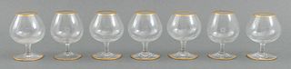 Baccarat Crystal Snifter Glasses with Gilt Rims, 7