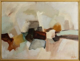 Signed Abstract "Paysage" Oil on Canvas, 1974