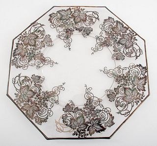 Silver Overlay Serving Platter w/ Grapes & Vines