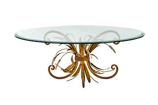 Hollywood Regency Style Wheat Glass Top Table