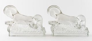 L.E. Smith Attr. Art Deco Clear Glass Horses