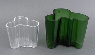 Alvar Alto "Savoy" Vases, Green and Clear, 2