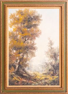 Illegibly Signed Fall Landscape Oil on Canvas