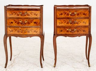 Louis XV / XVI Transitional Style End Tables, Pair