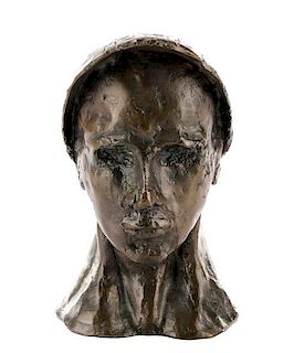 Style Of Adolf Pohl "Bust Of Man With Cap" Bronze