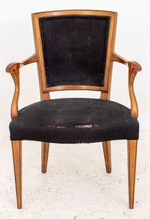 Baker Neoclassical Fruitwood Upholstered Armchair