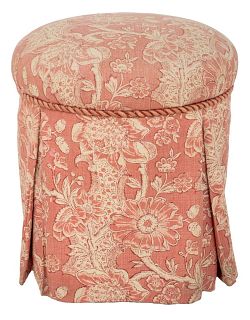 Pink Upholstered Swivel Stool