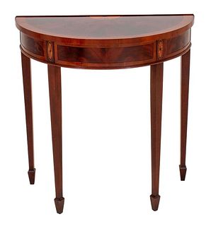 American Federal Style Inlaid Mahogany Demilune