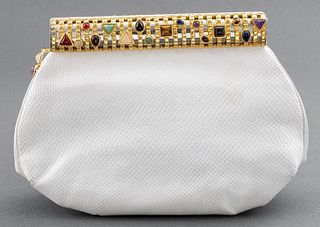 Vintage Judith Leiber White Leather Clutch