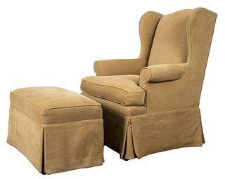 Upholstered Wingchair and Ottoman
